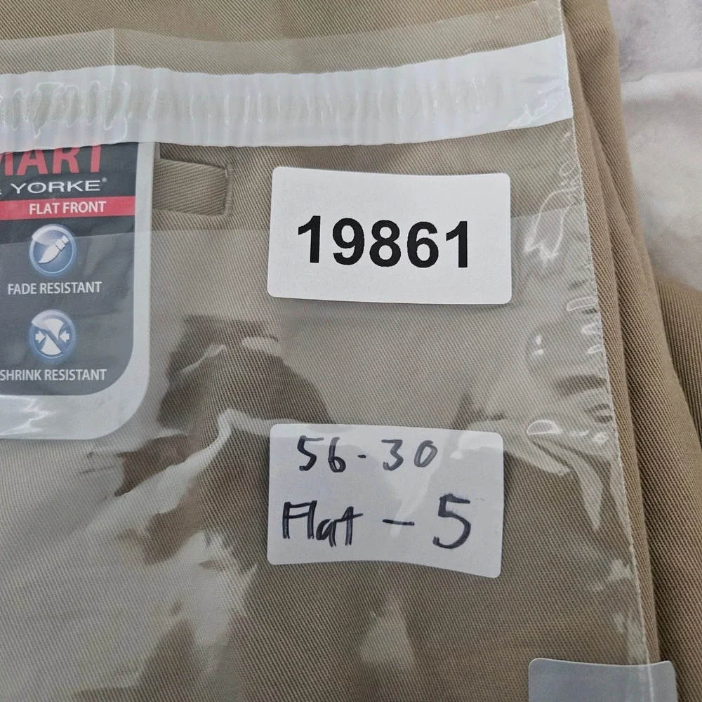 Roundtree & Yorke TravelSmart Khaki Chino Pants 56x30 Big Man Tan Flat Front NEW